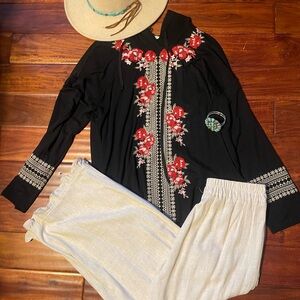Black embroidery top
